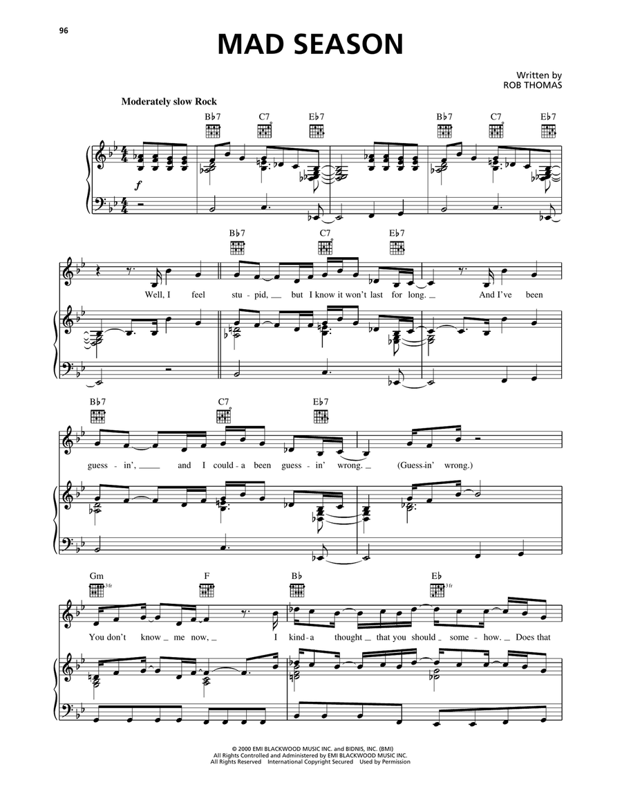 Mad Season Mad Season Piano, Vocal, Guitar scores gallery preview page 1