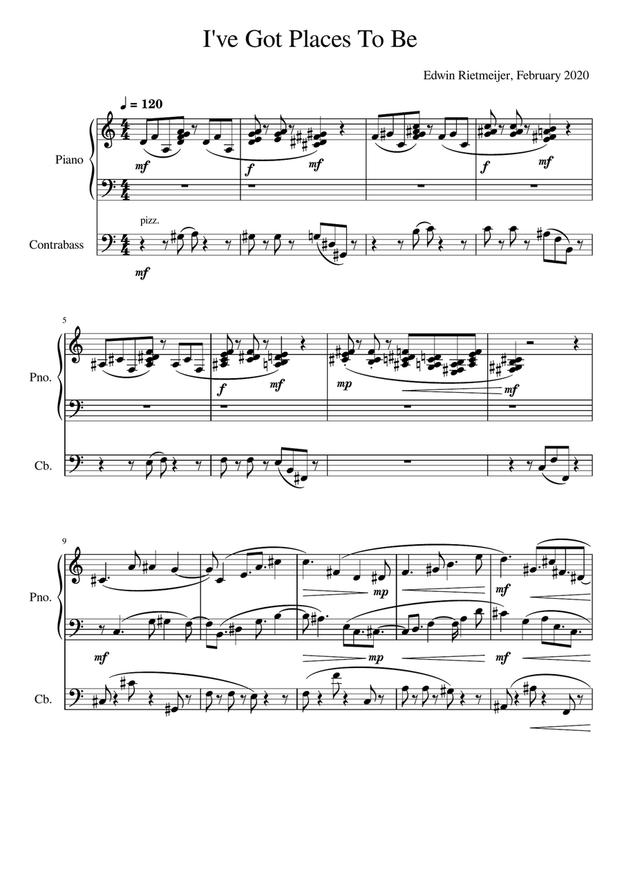 I've Got Places To Be I've Got Places To Be Double Bass scores gallery preview page 1