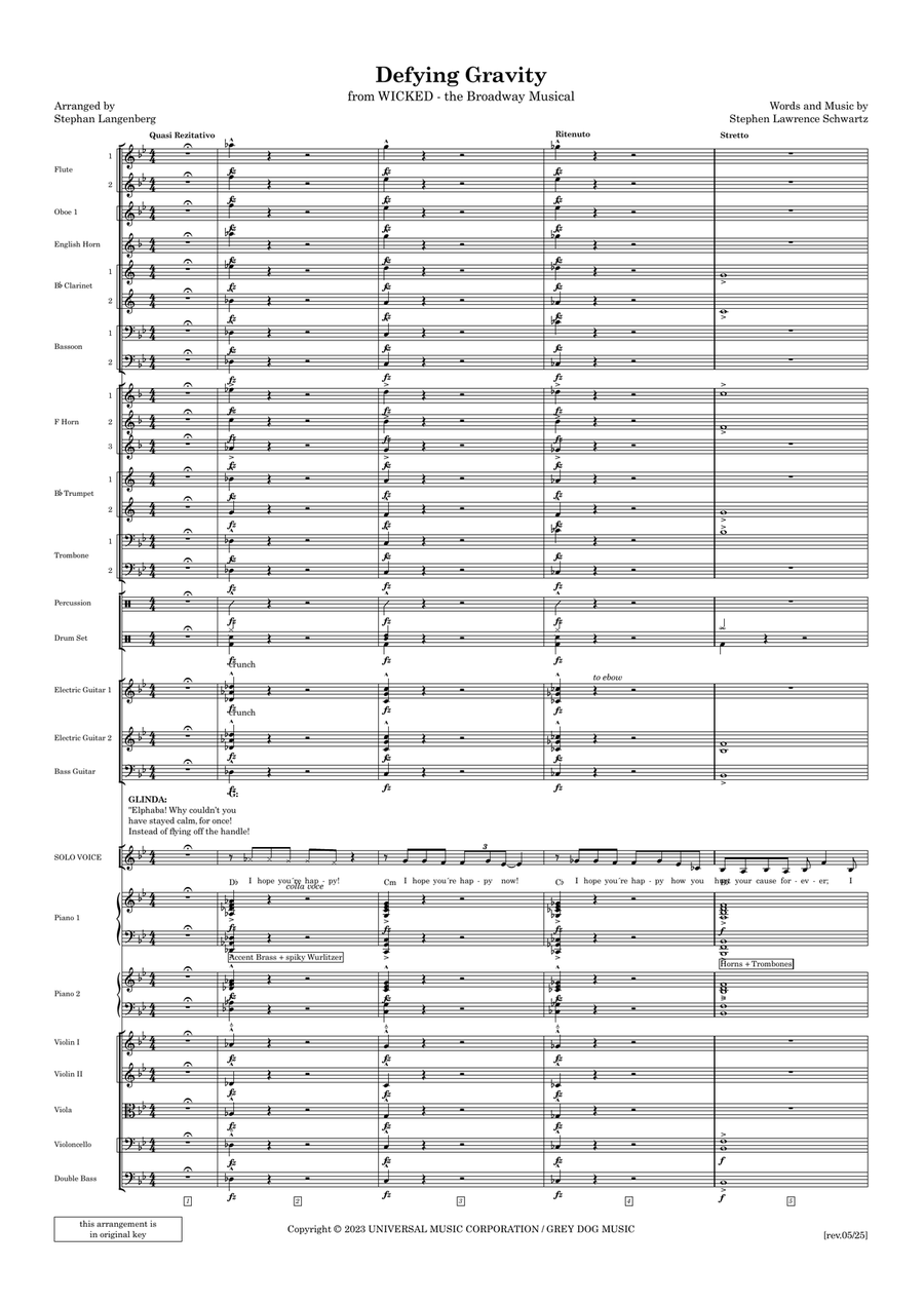 Defying Gravity Full Orchestra scores gallery preview page 1