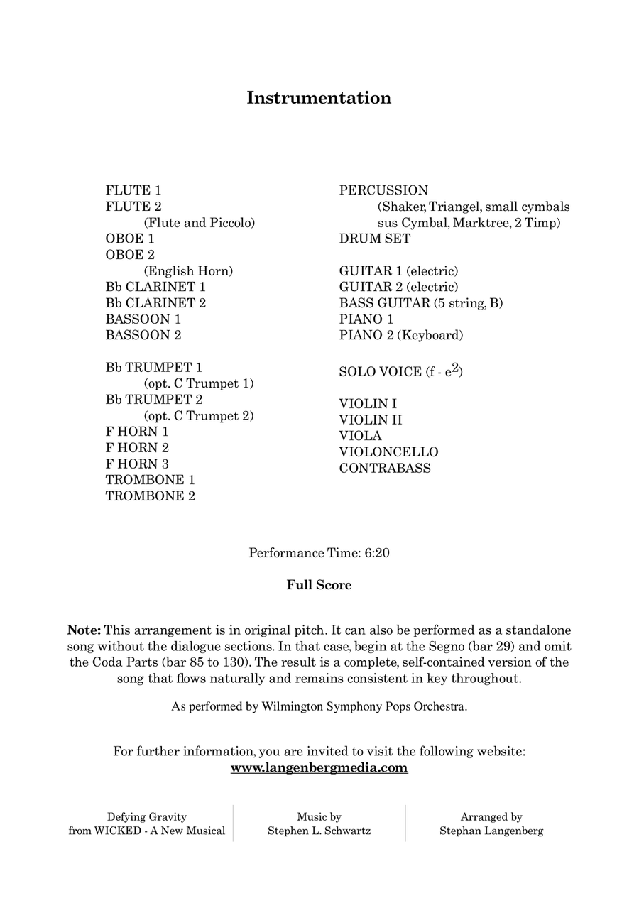 Defying Gravity Full Orchestra scores gallery preview page 4