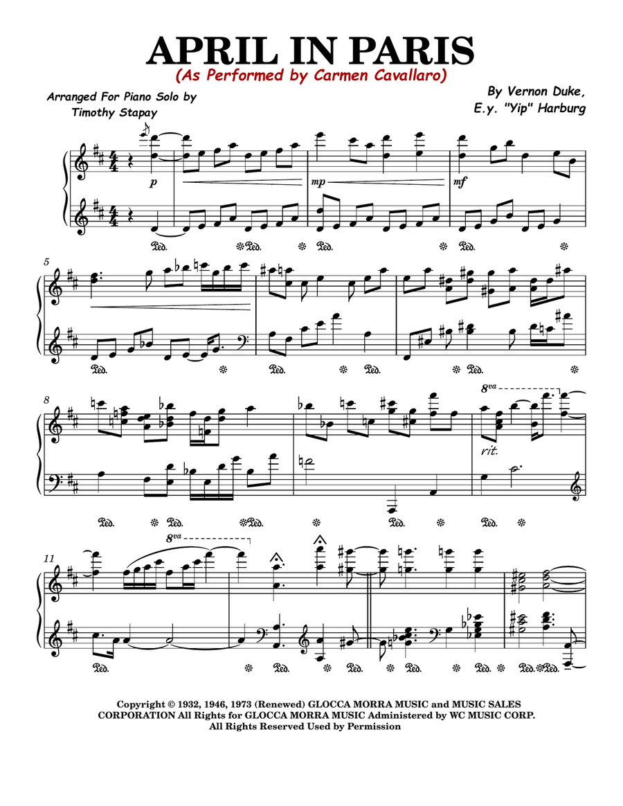 April In Paris Piano Solo scores gallery preview page 1