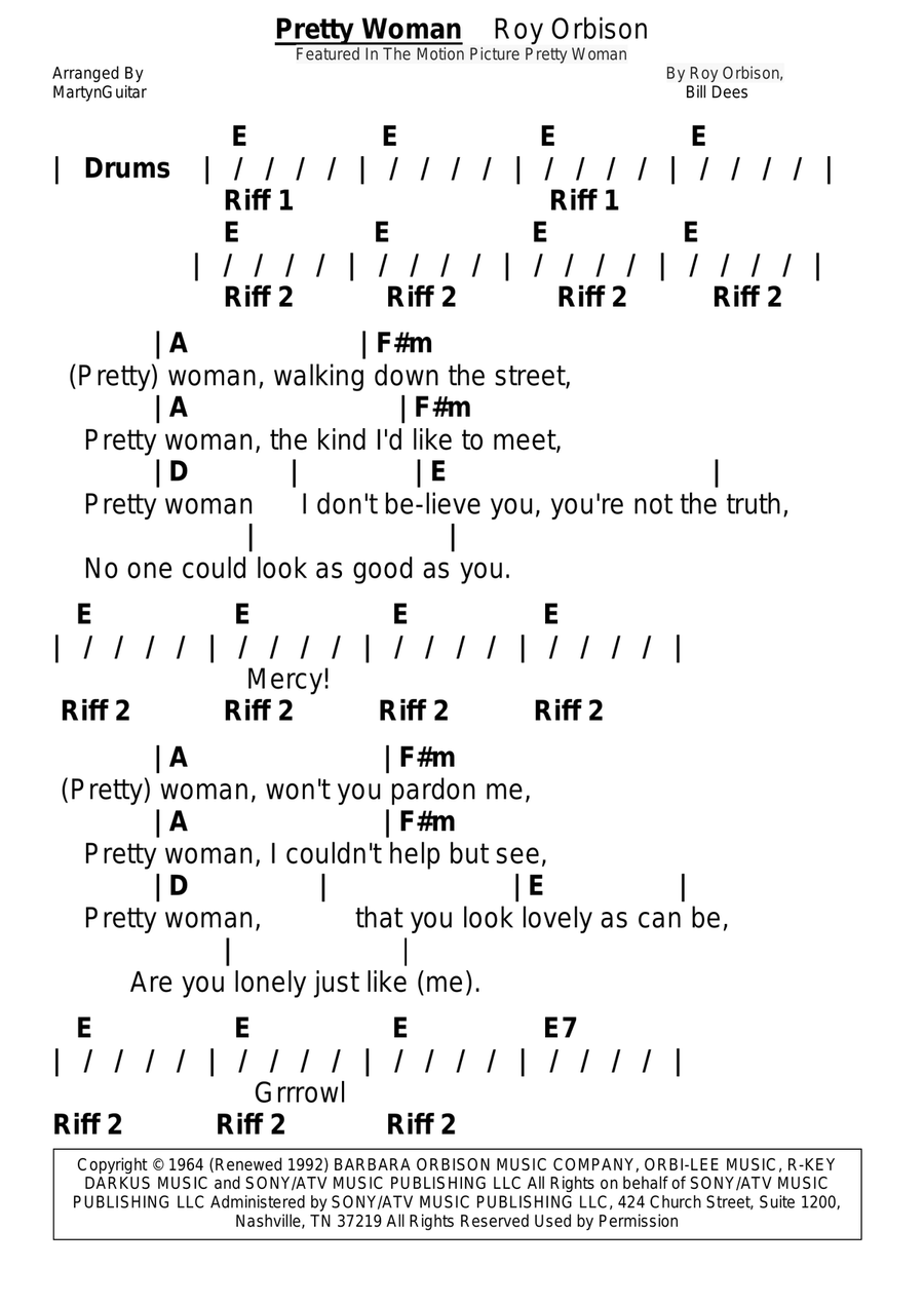 Oh, Pretty Woman Oh, Pretty Woman Acoustic Guitar scores gallery preview page 1