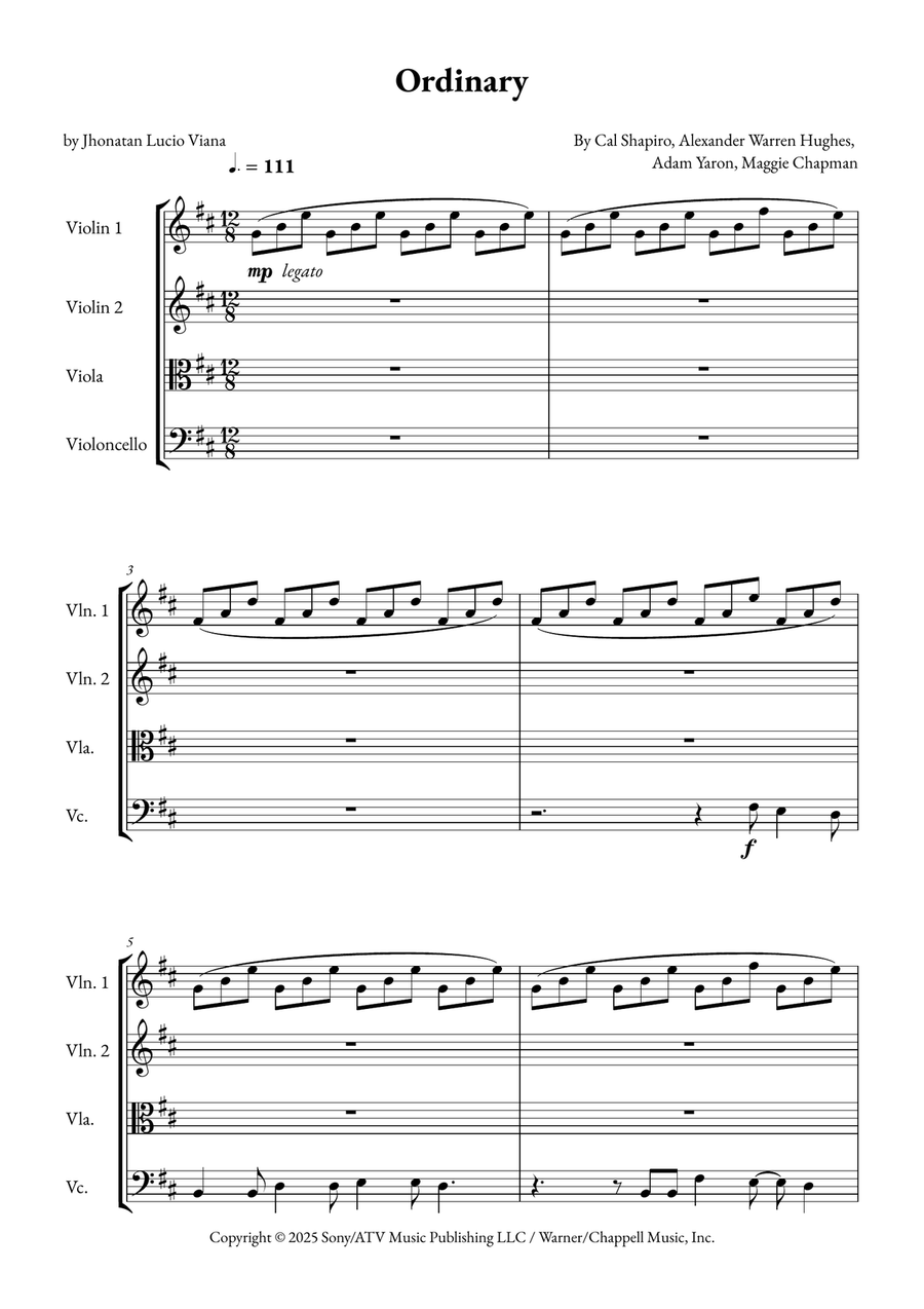 Ordinary String Quartet scores gallery preview page 1