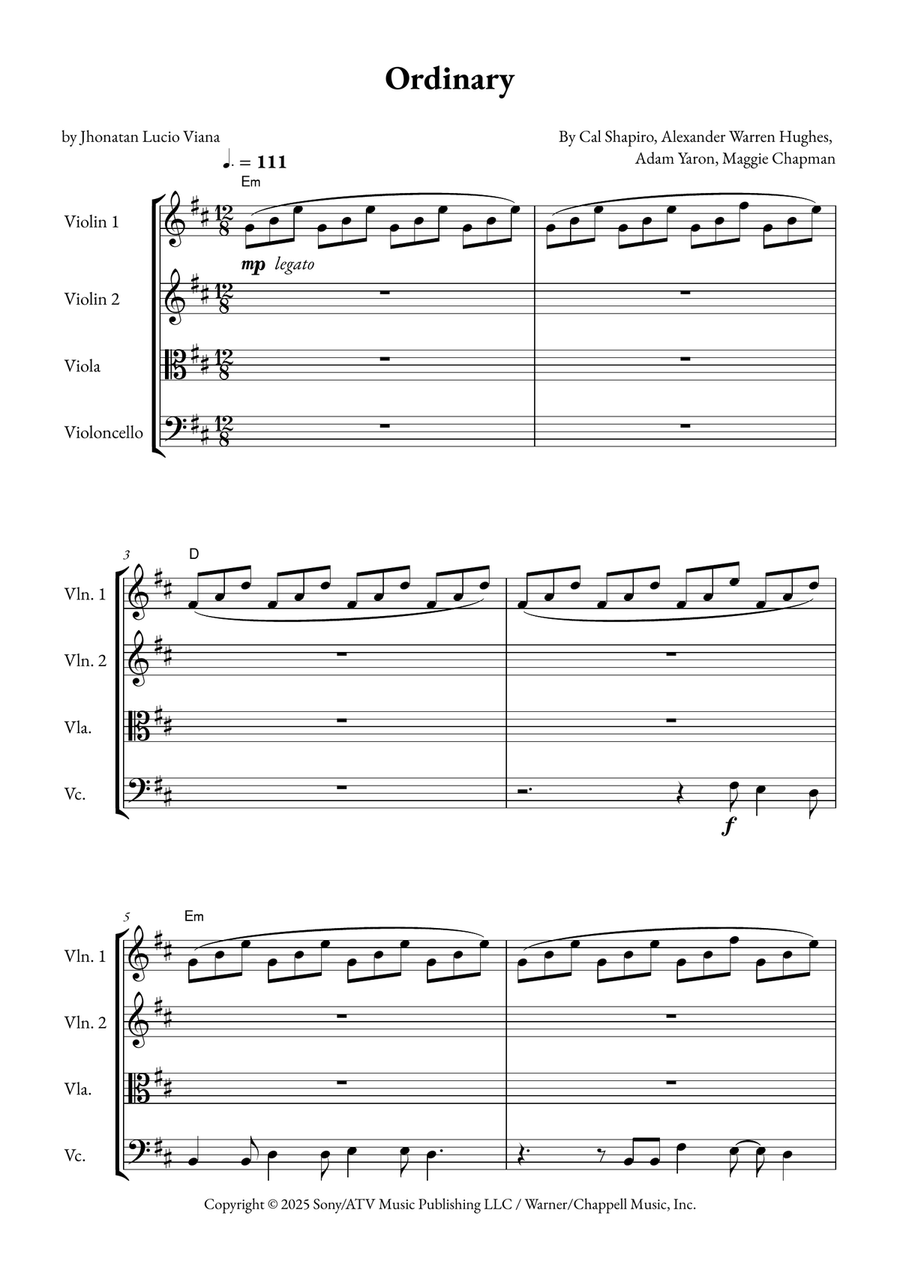 Ordinary String Quartet scores gallery preview page 1
