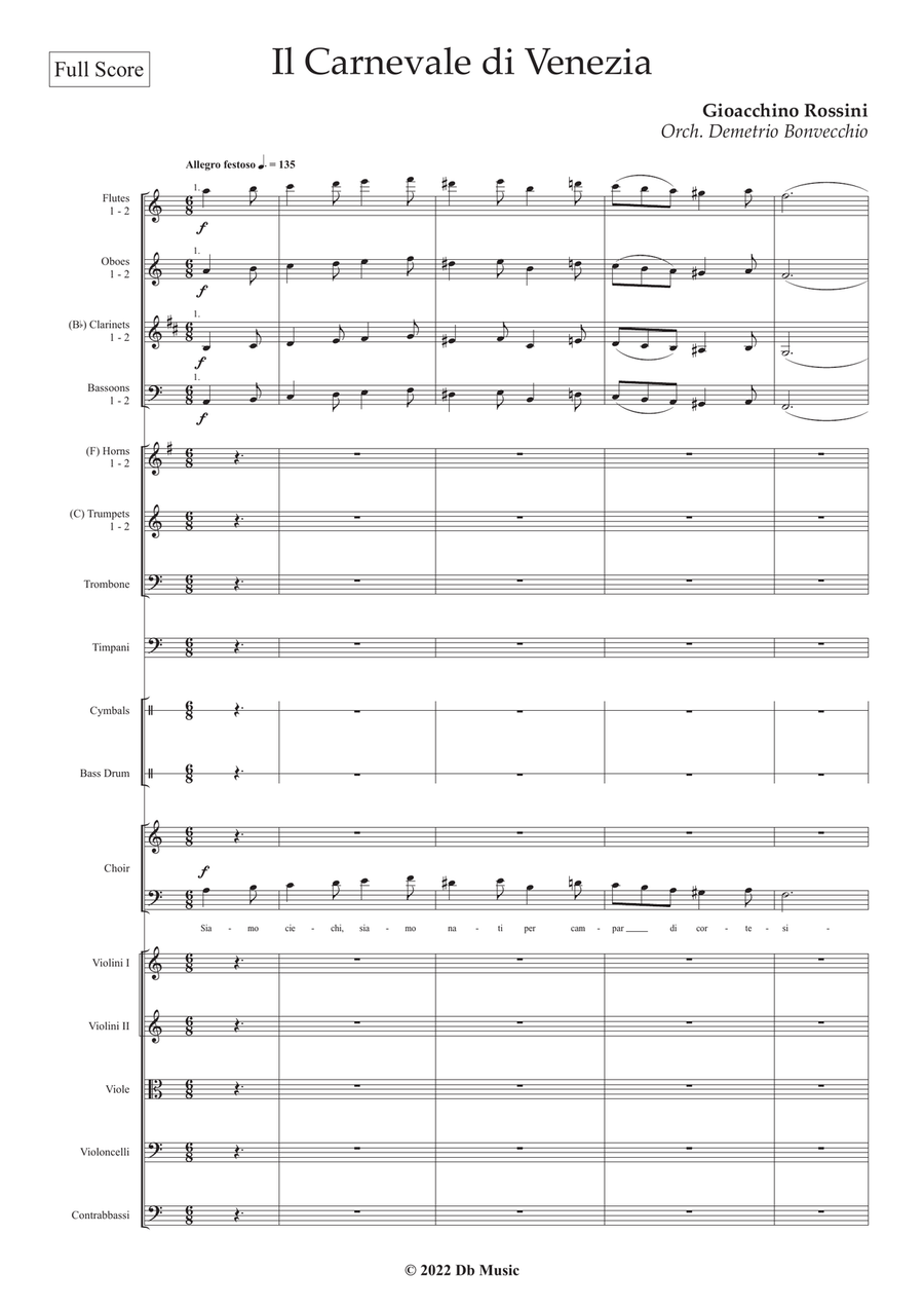Carnevale di Venezia (with Choir) Choir scores gallery preview page 1