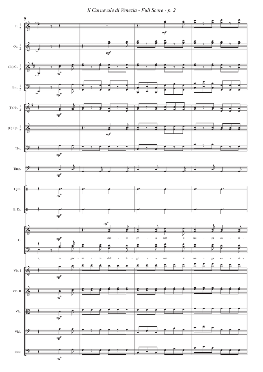 Carnevale di Venezia (with Choir) Choir scores gallery preview page 2