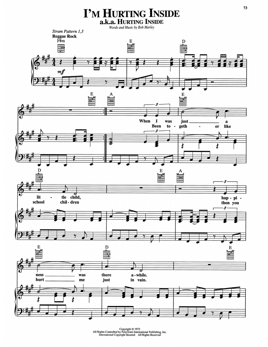 I'm Hurting Inside I'm Hurting Inside Piano, Vocal, Guitar scores gallery preview page 1