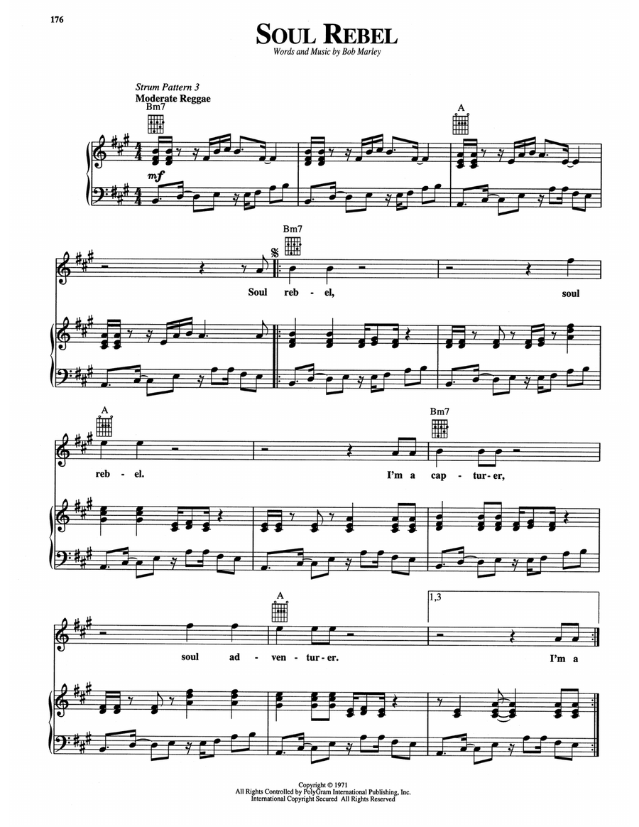 Soul Rebel Soul Rebel Piano, Vocal, Guitar scores gallery preview page 1