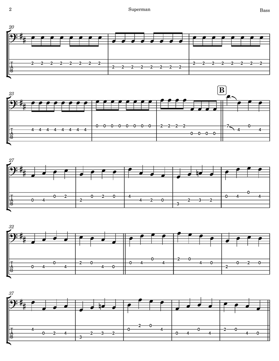 Superman Superman Bass Guitar Tablature scores gallery preview page 2