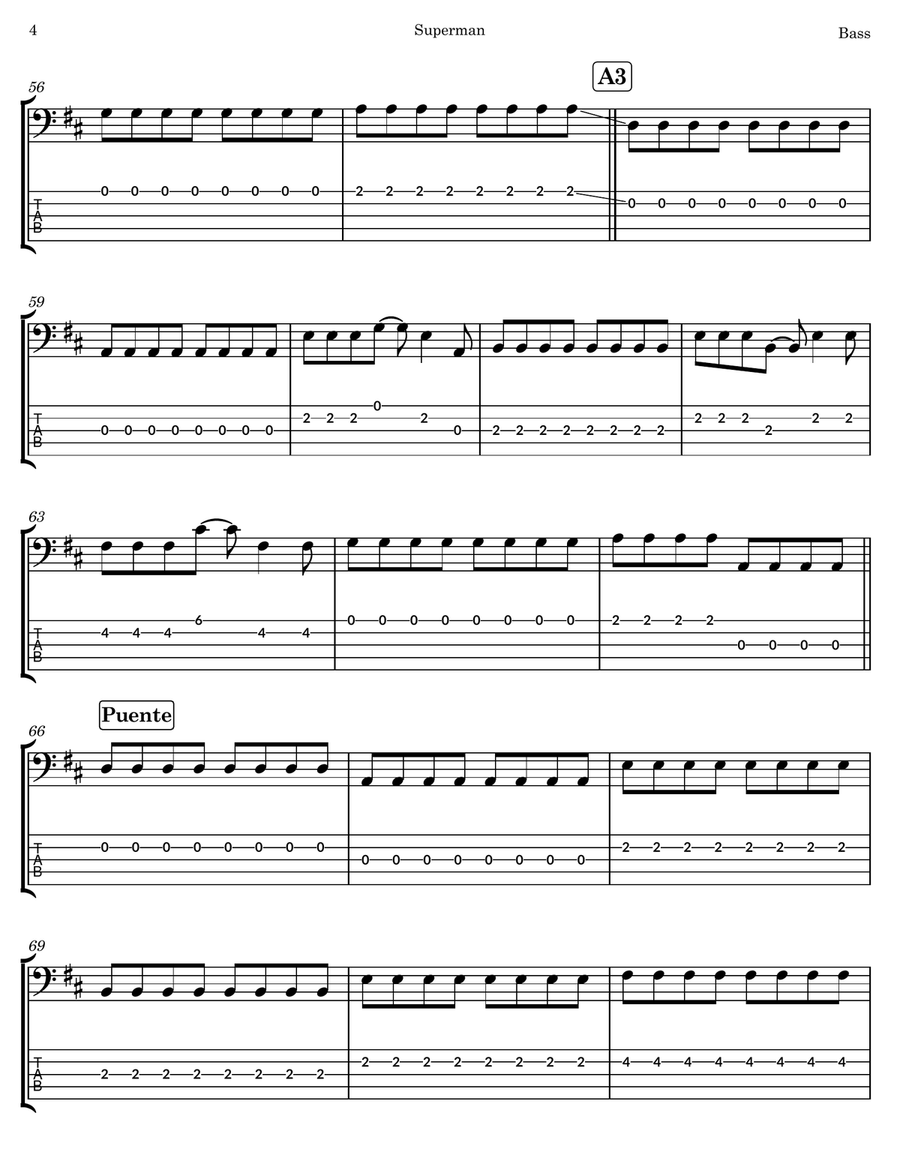 Superman Superman Bass Guitar Tablature scores gallery preview page 4