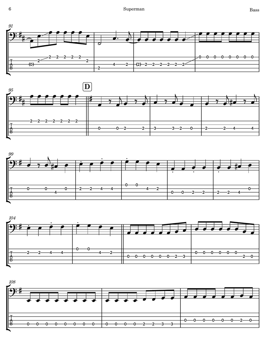 Superman Superman Bass Guitar Tablature scores gallery preview page 6