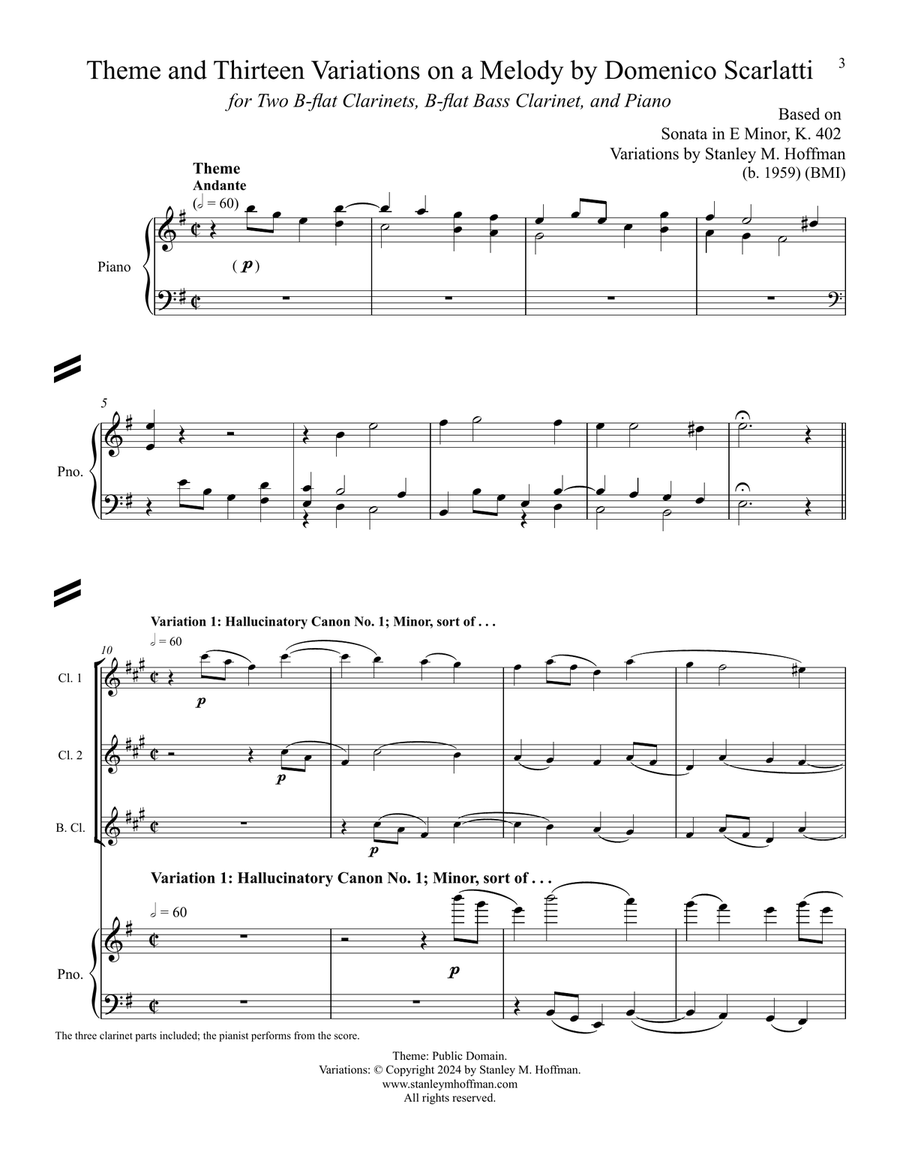 Theme and Thirteen Variations on a Melody by Domenico Scarlatti Small Ensemble scores gallery preview page 3