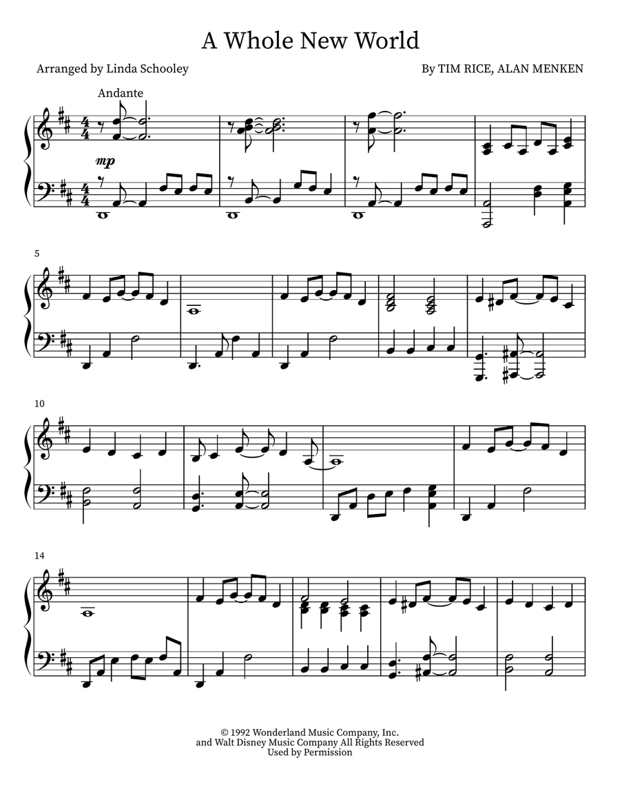 A Whole New World A Whole New World Piano Solo scores gallery preview page 1