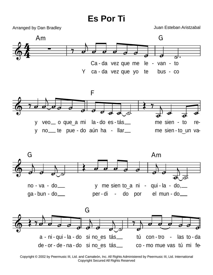 Es Por Ti Piano scores gallery preview page 1