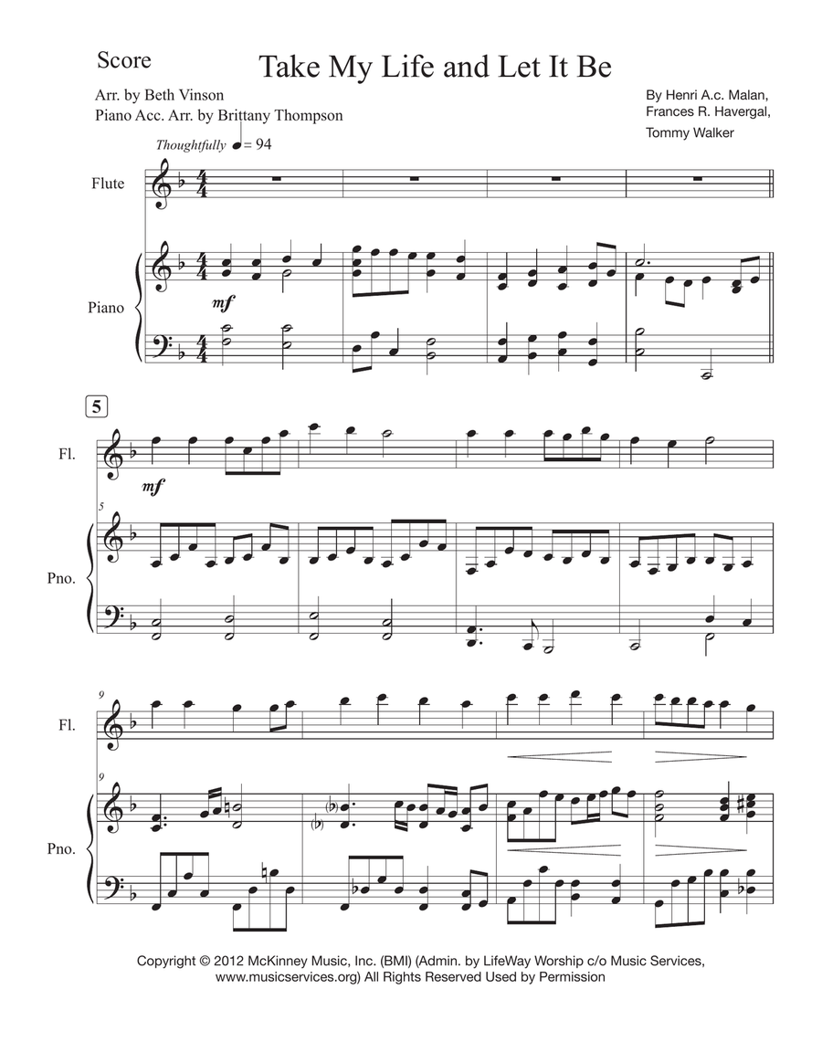 Take My Life And Let It Be Flute scores gallery preview page 1