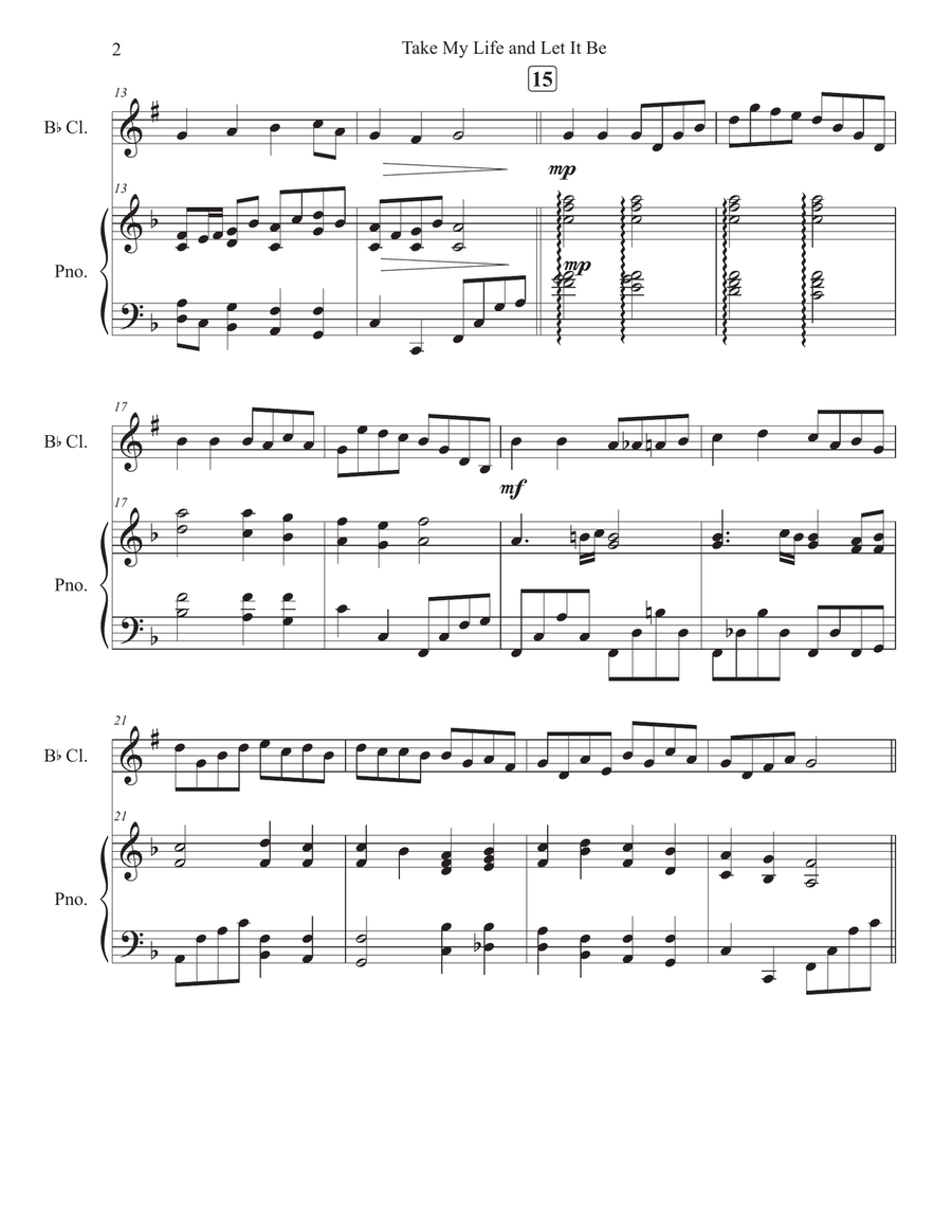 Take My Life And Let It Be B-Flat Clarinet scores gallery preview page 2