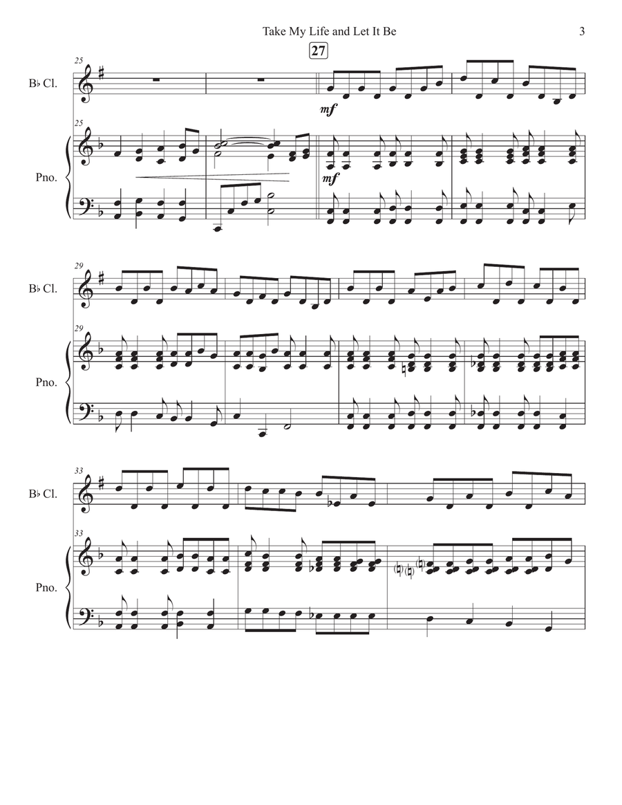 Take My Life And Let It Be B-Flat Clarinet scores gallery preview page 3