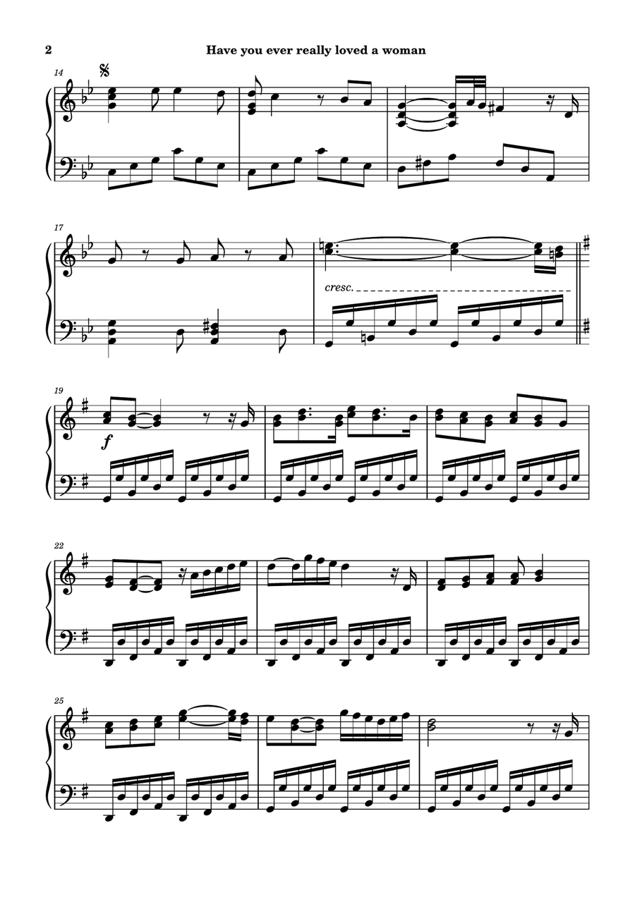Have You Ever Really Loved A Woman? Piano Solo scores gallery preview page 2