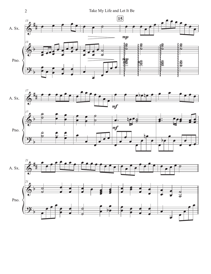 Take My Life And Let It Be Alto Saxophone scores gallery preview page 2