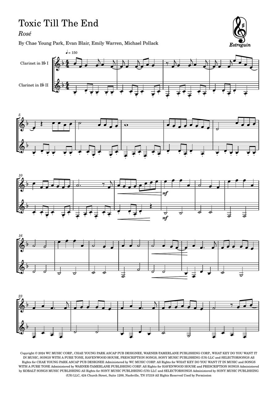 Toxic Till The End Clarinet Duet scores gallery preview page 1