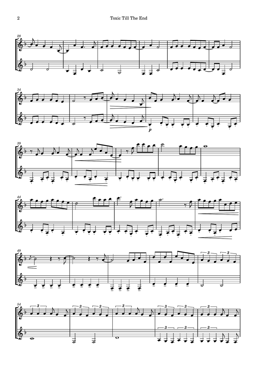 Toxic Till The End Clarinet Duet scores gallery preview page 2