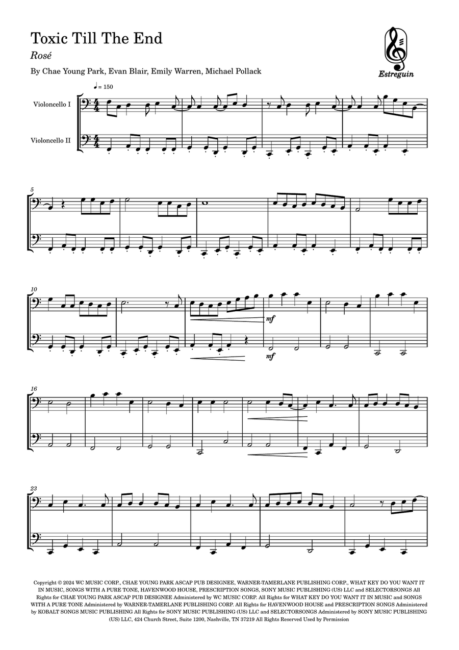 Toxic Till The End String Duet scores gallery preview page 1