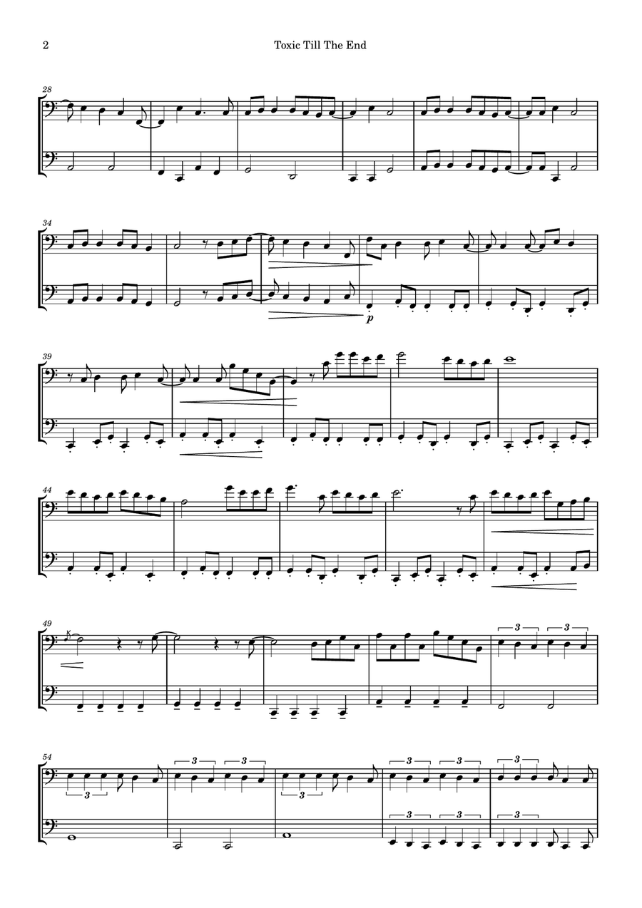 Toxic Till The End String Duet scores gallery preview page 2