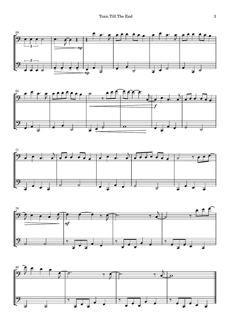 Toxic Till The End String Duet scores gallery preview page 3