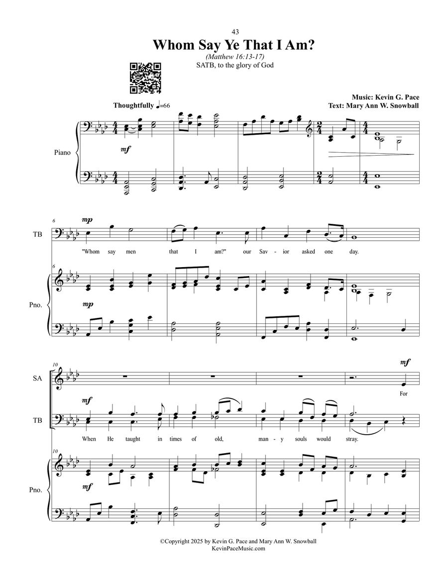 Whom Say Ye That I Am? sacred music for SATB choir 4-Part - Digital Sheet Music page 2