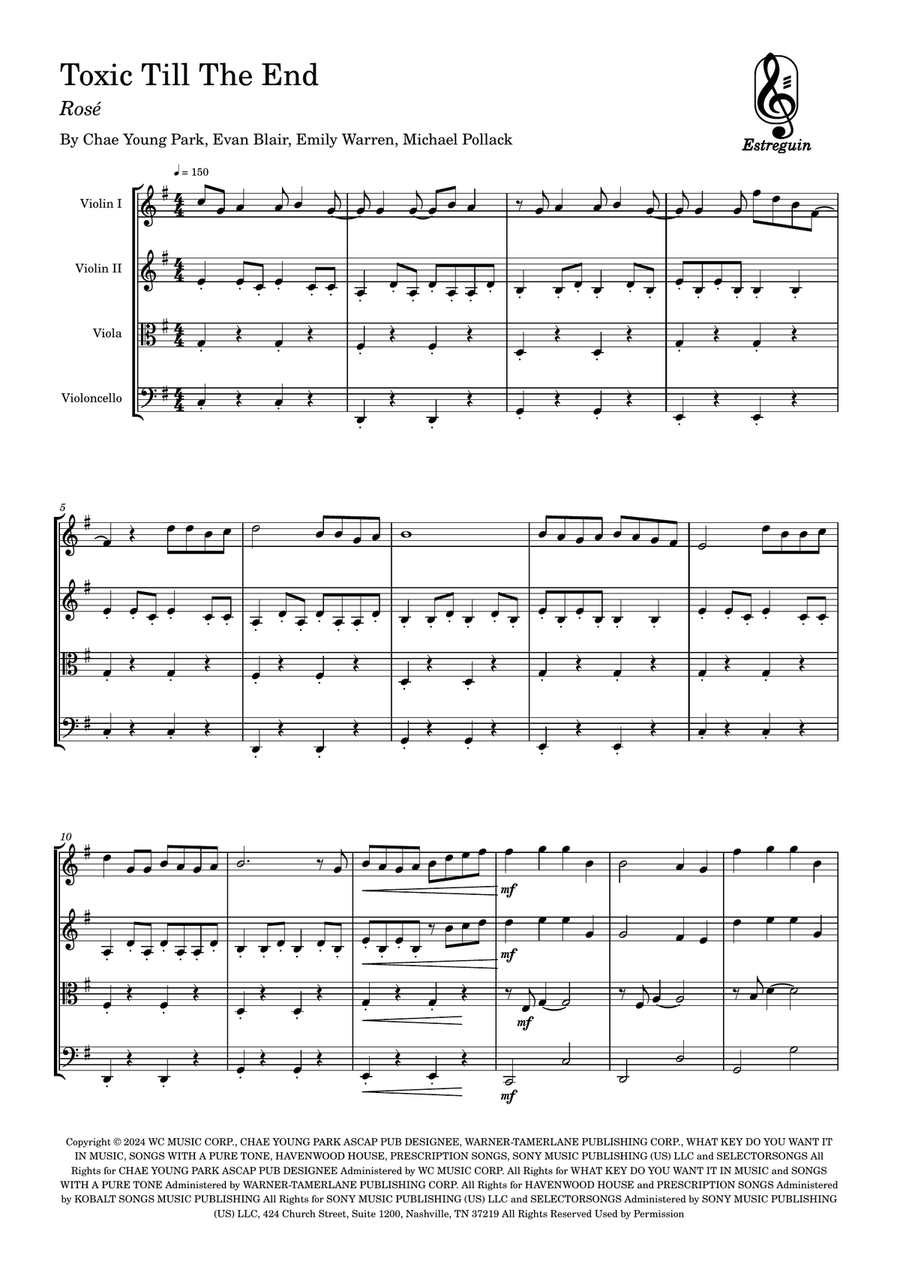 Toxic Till The End String Quartet scores gallery preview page 1