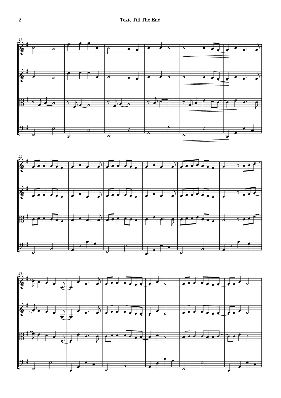 Toxic Till The End String Quartet scores gallery preview page 2