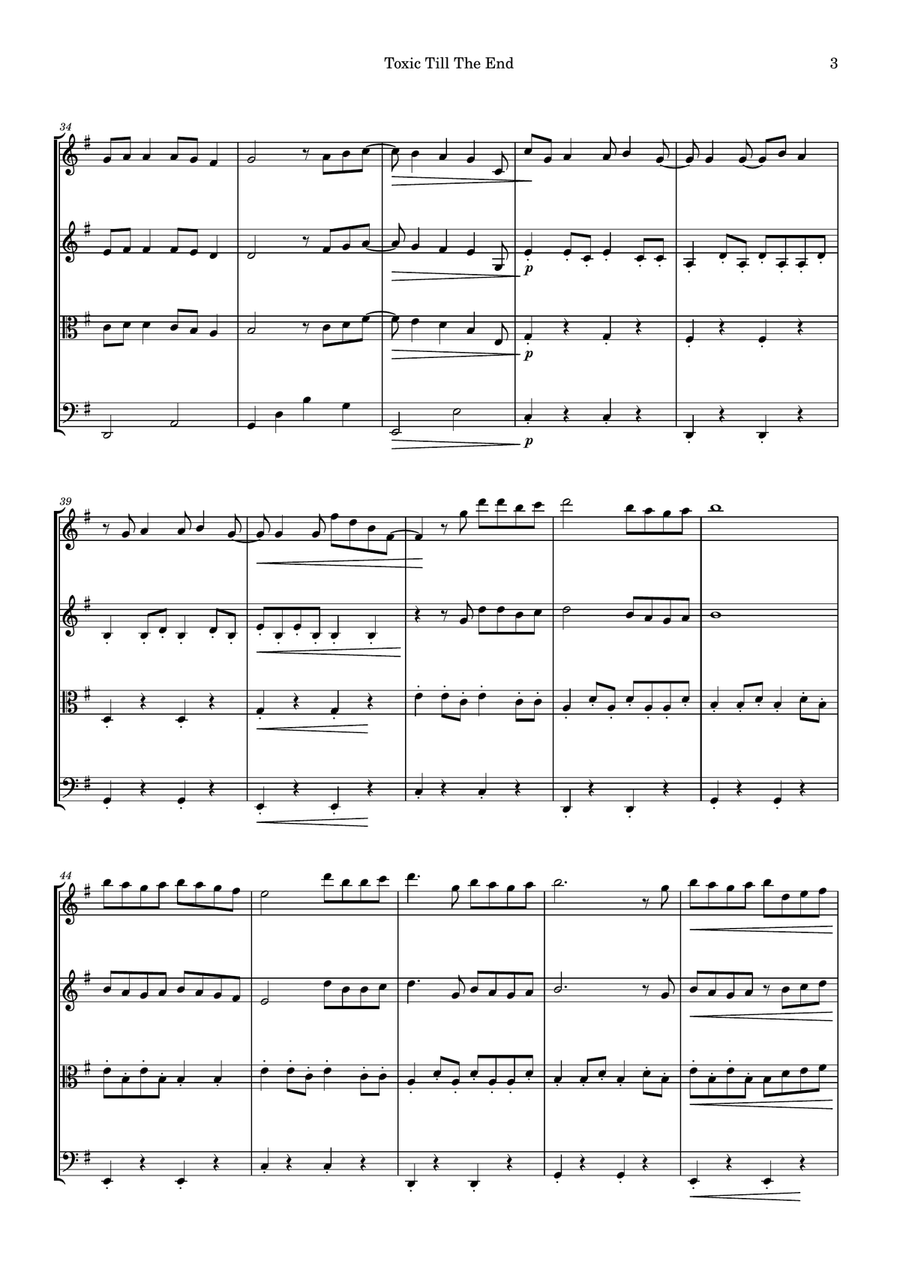 Toxic Till The End String Quartet scores gallery preview page 3