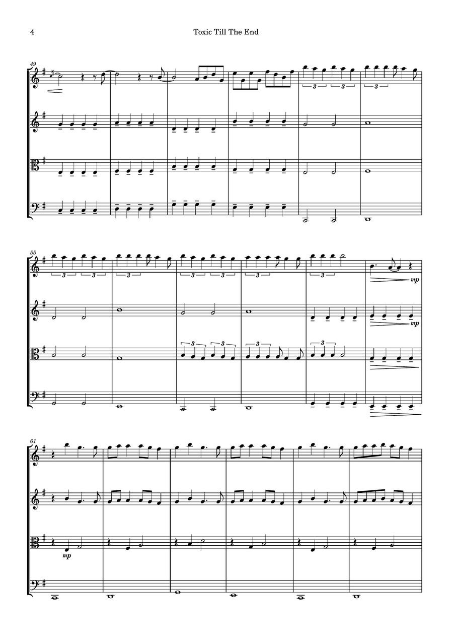 Toxic Till The End String Quartet scores gallery preview page 4