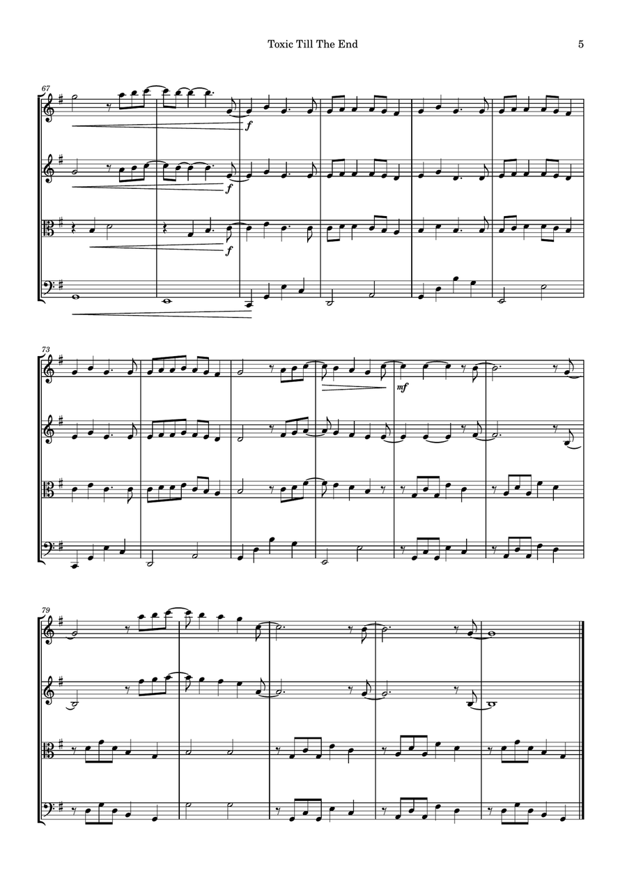 Toxic Till The End String Quartet scores gallery preview page 5