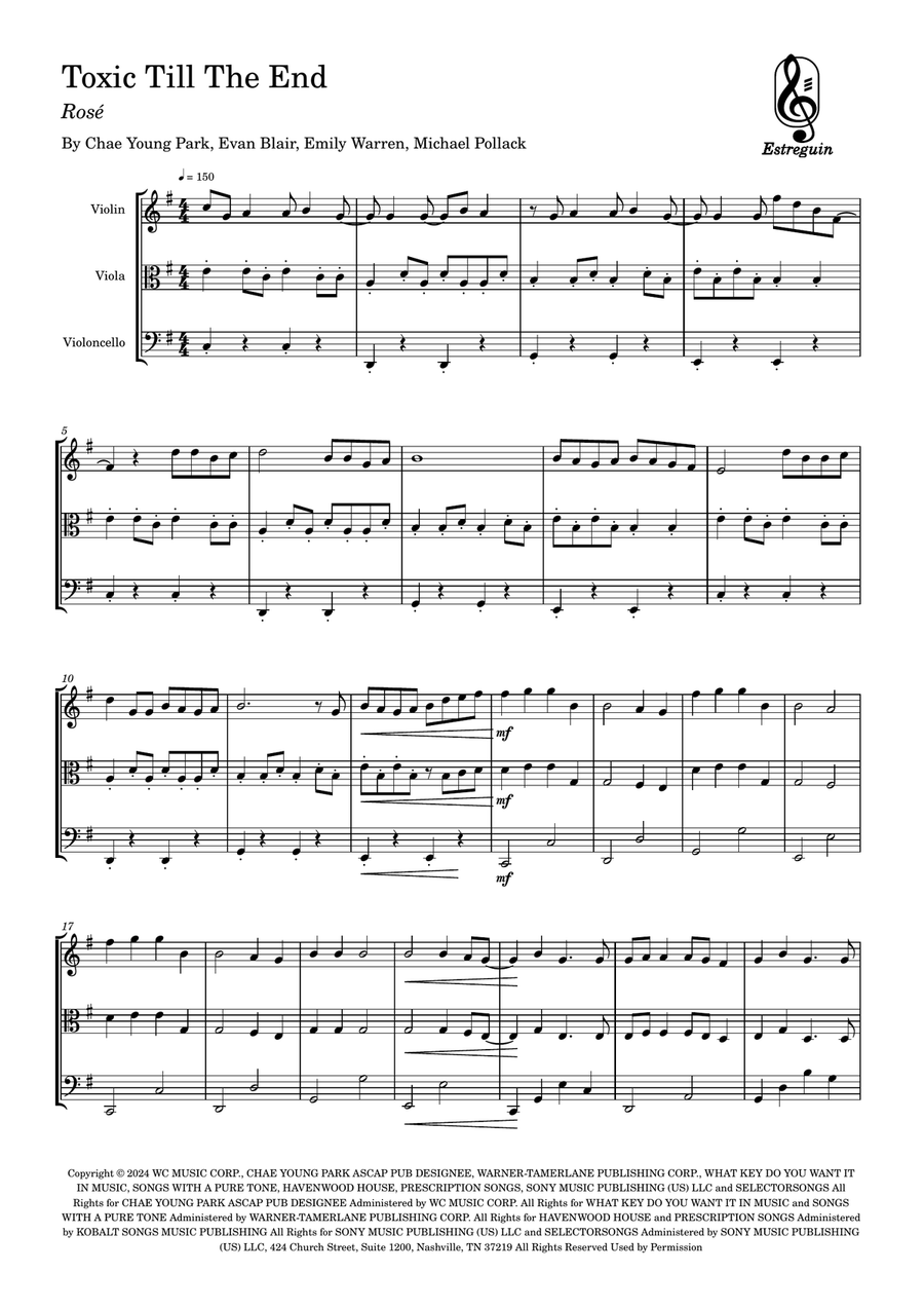 Toxic Till The End String Trio scores gallery preview page 1