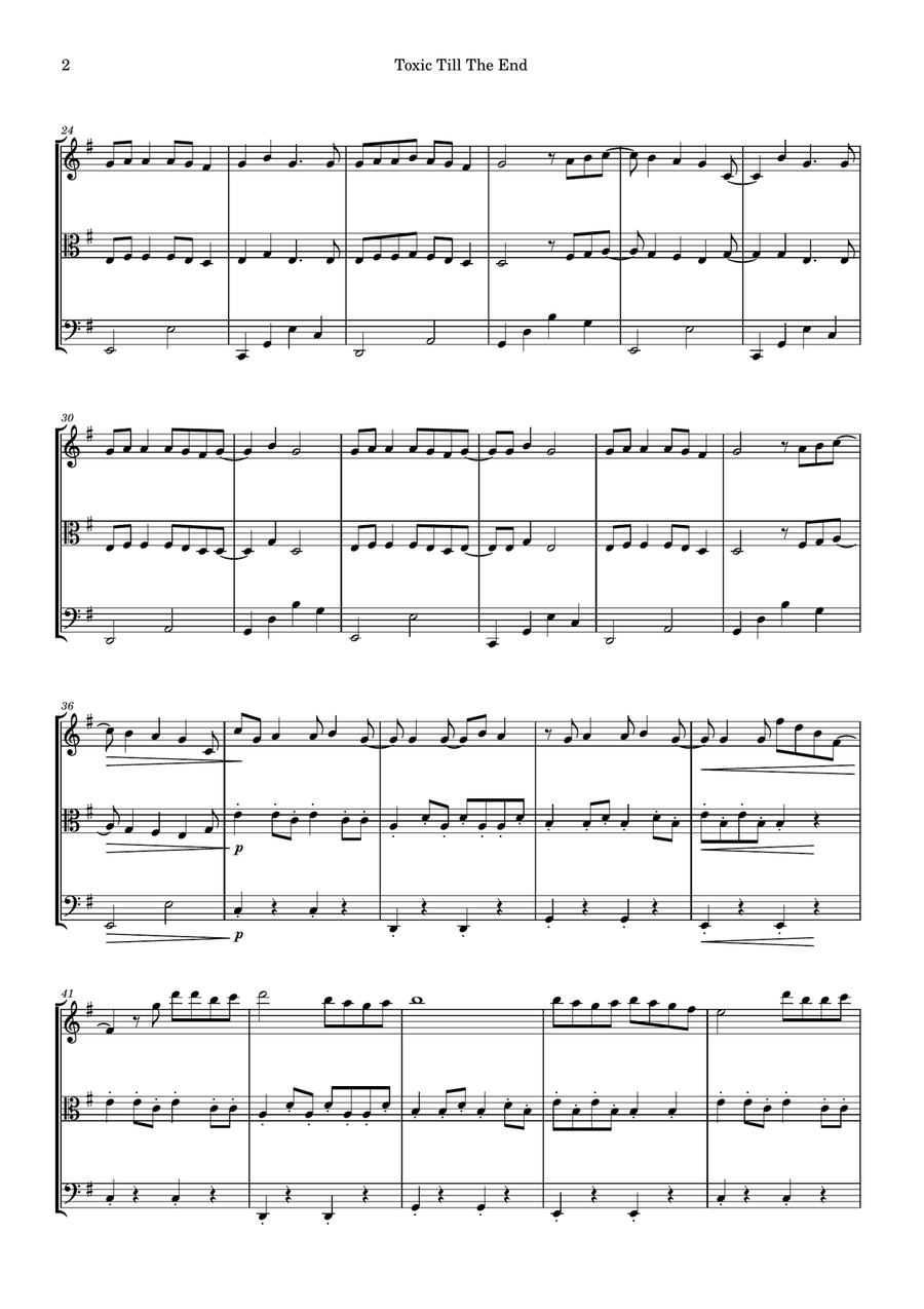 Toxic Till The End String Trio scores gallery preview page 2