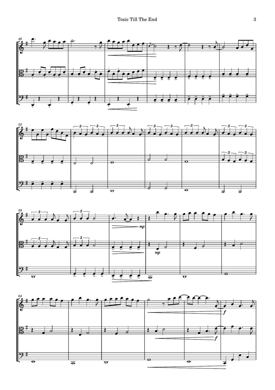 Toxic Till The End String Trio scores gallery preview page 3