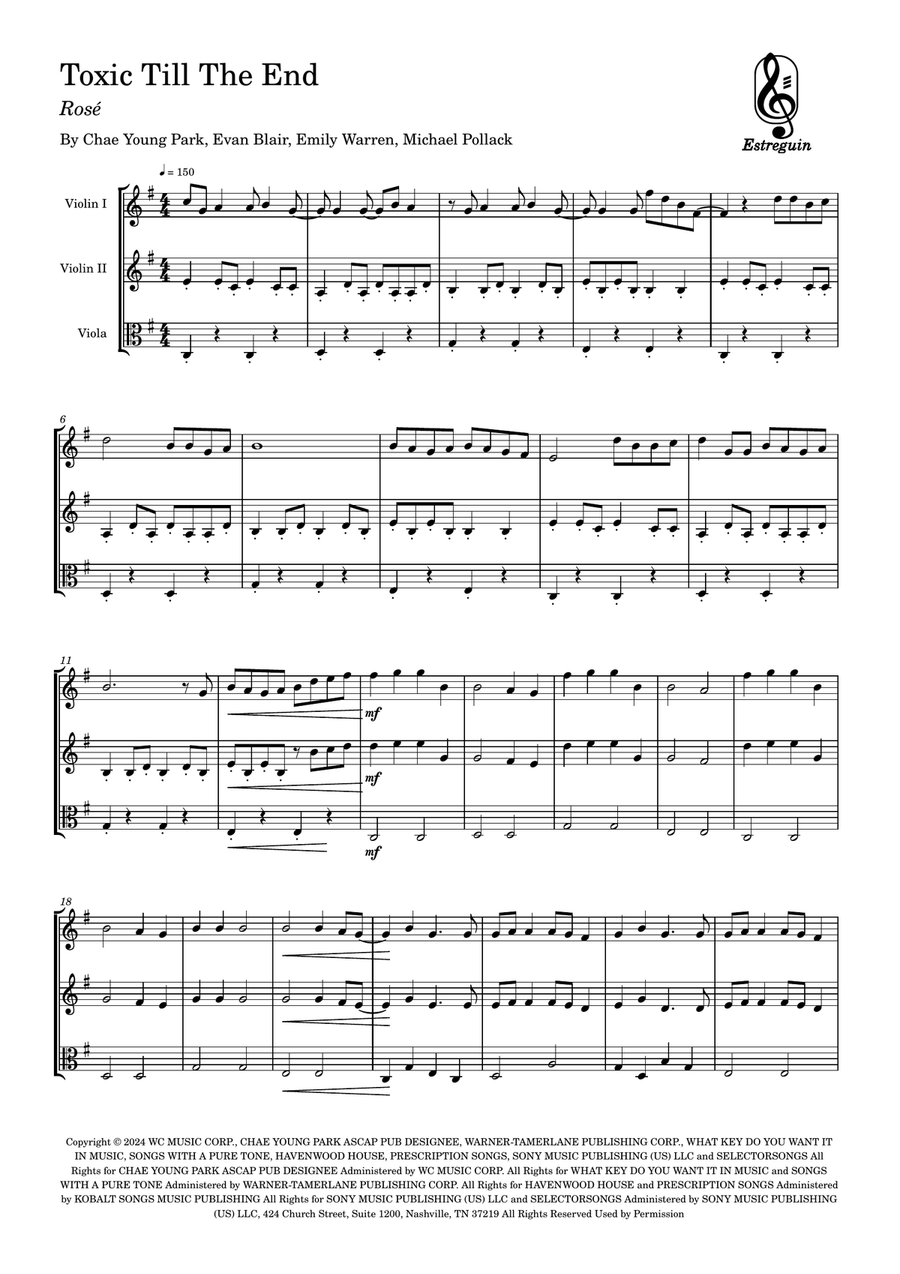 Toxic Till The End String Trio scores gallery preview page 1