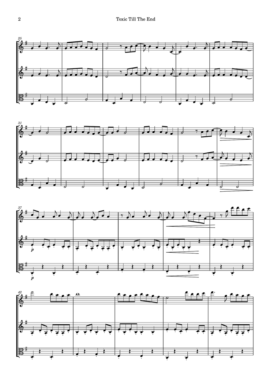 Toxic Till The End String Trio scores gallery preview page 2