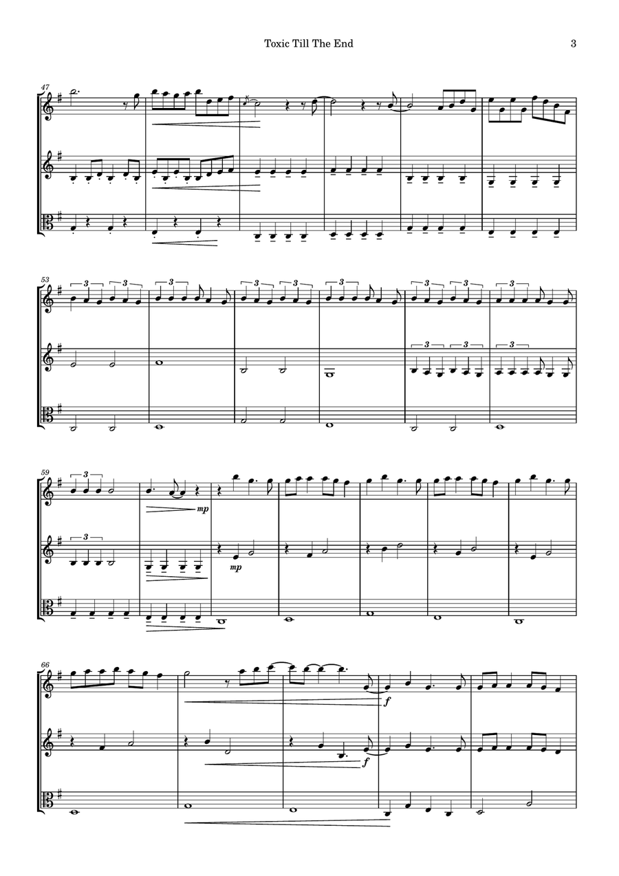 Toxic Till The End String Trio scores gallery preview page 3
