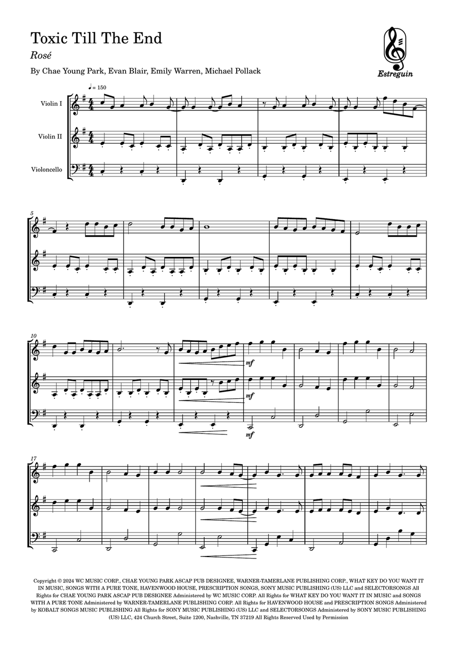 Toxic Till The End String Trio scores gallery preview page 1