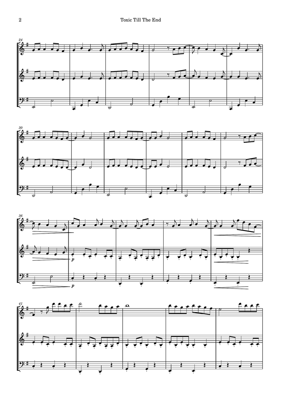 Toxic Till The End String Trio scores gallery preview page 2