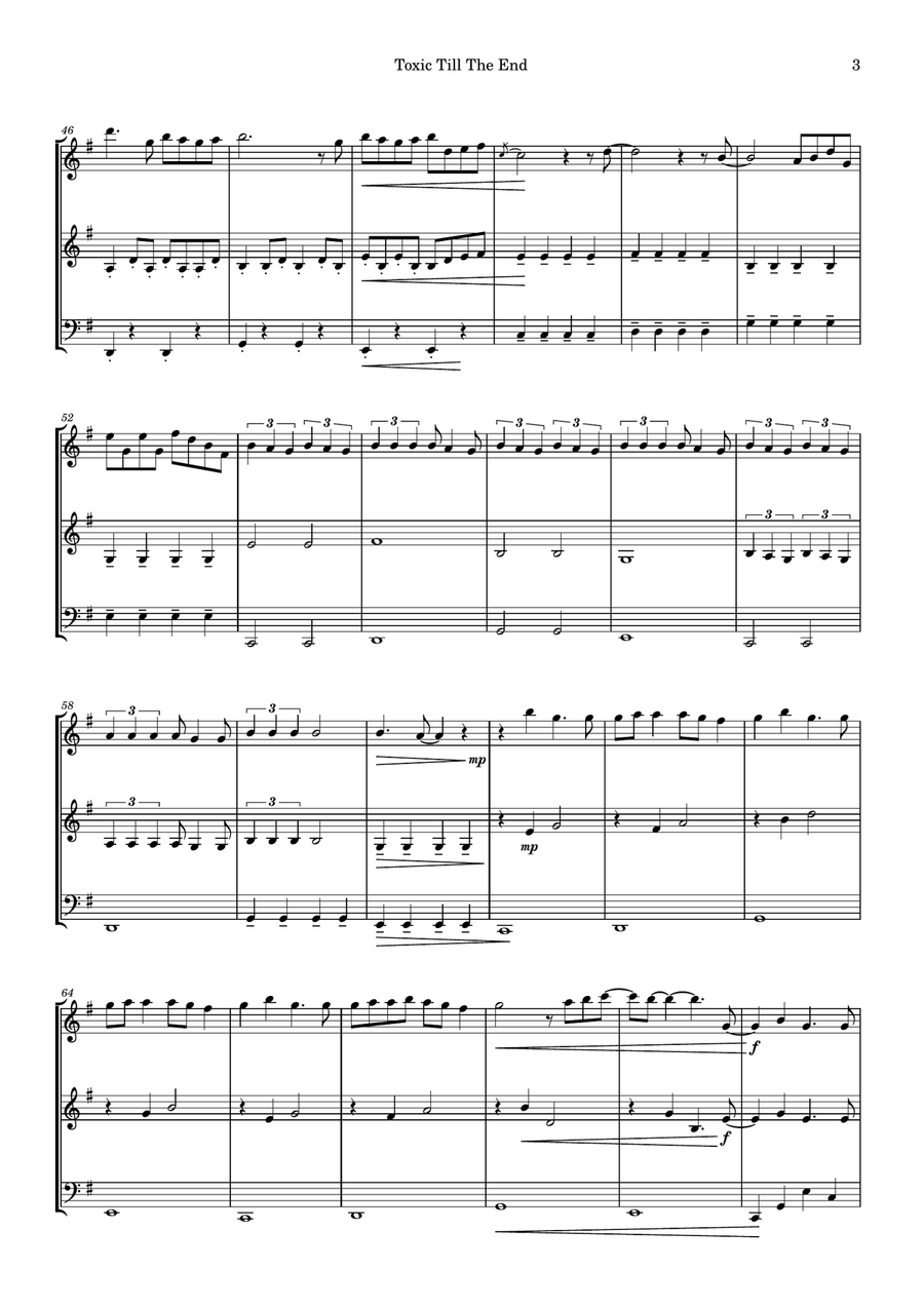 Toxic Till The End String Trio scores gallery preview page 3