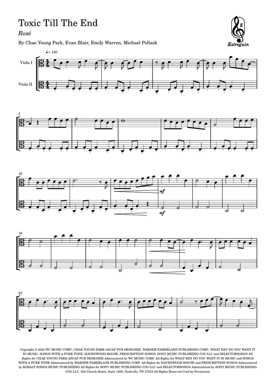 Toxic Till The End String Duet scores gallery preview page 1