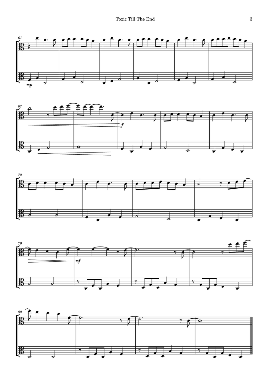 Toxic Till The End String Duet scores gallery preview page 3