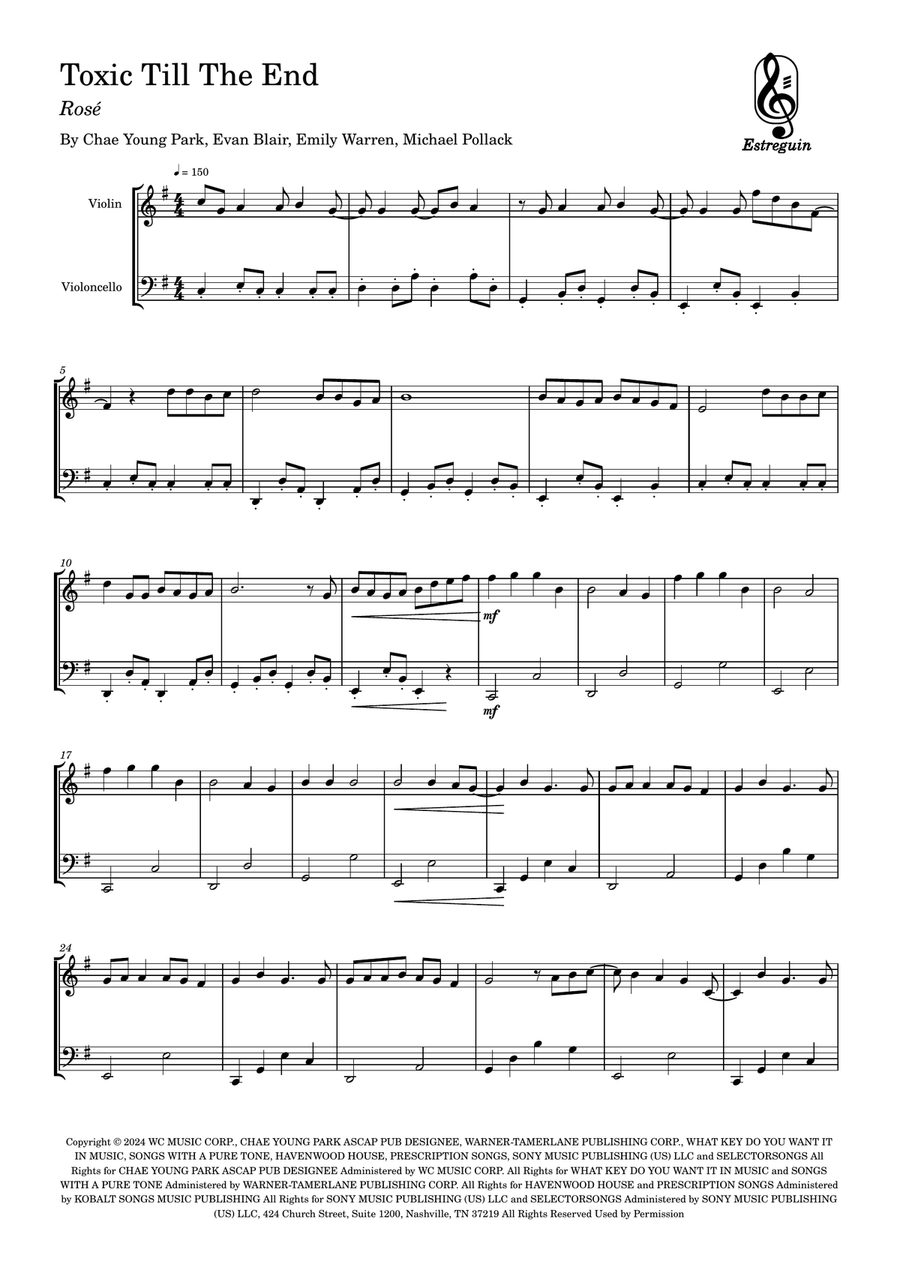 Toxic Till The End String Duet scores gallery preview page 1