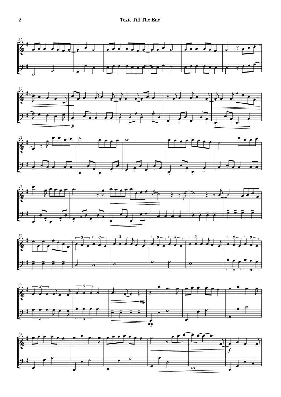 Toxic Till The End String Duet scores gallery preview page 2