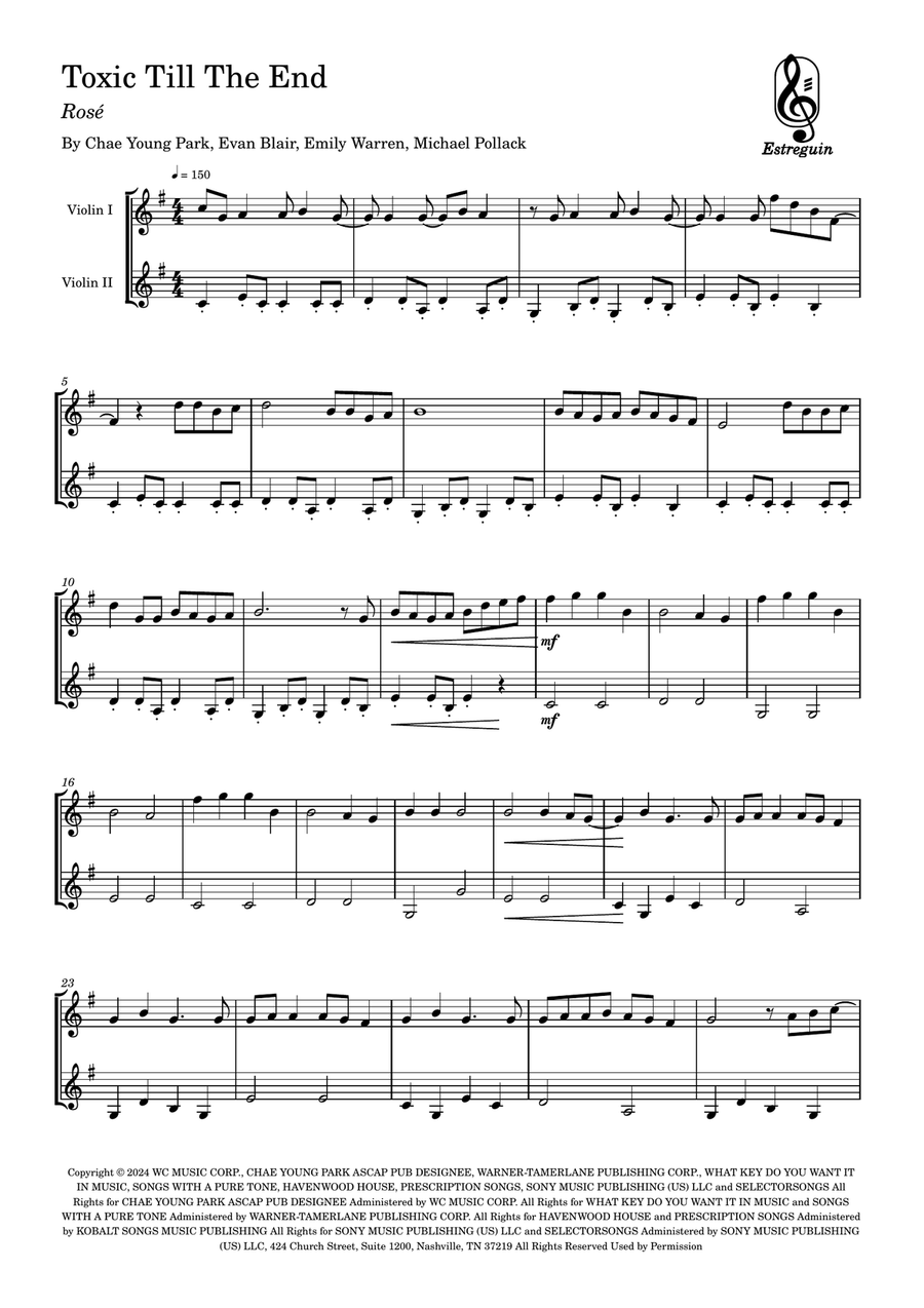 Toxic Till The End String Duet scores gallery preview page 1