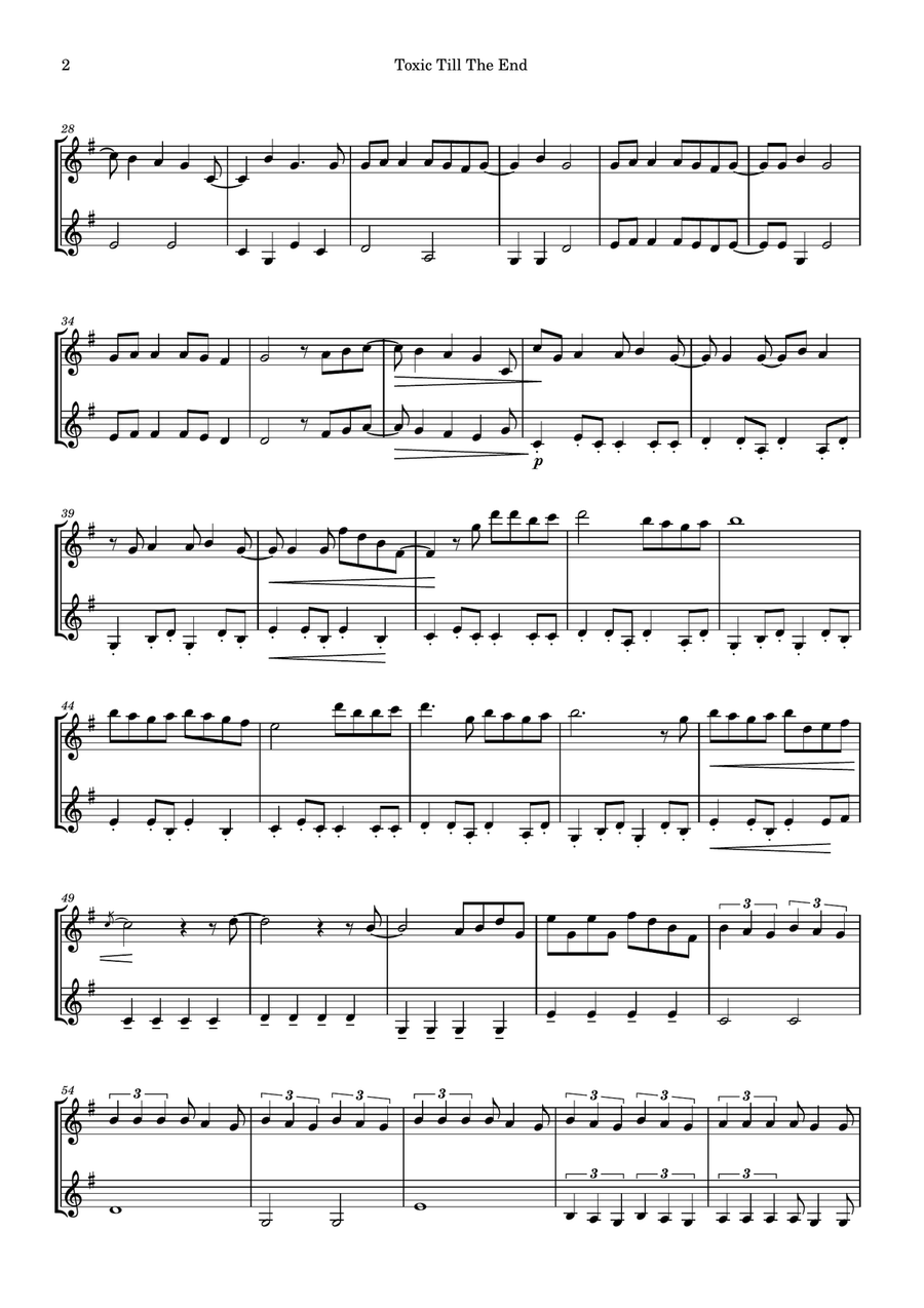 Toxic Till The End String Duet scores gallery preview page 2