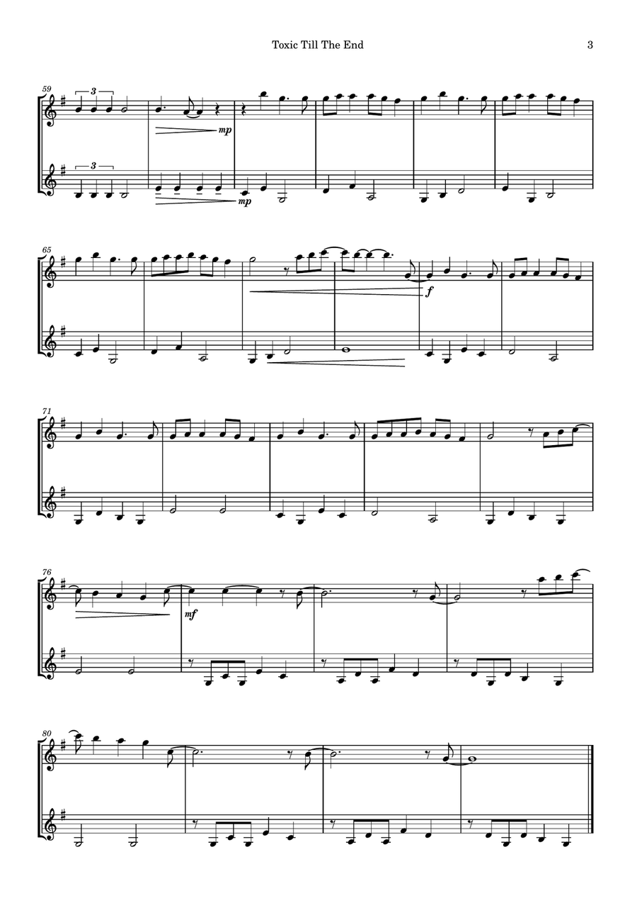 Toxic Till The End String Duet scores gallery preview page 3